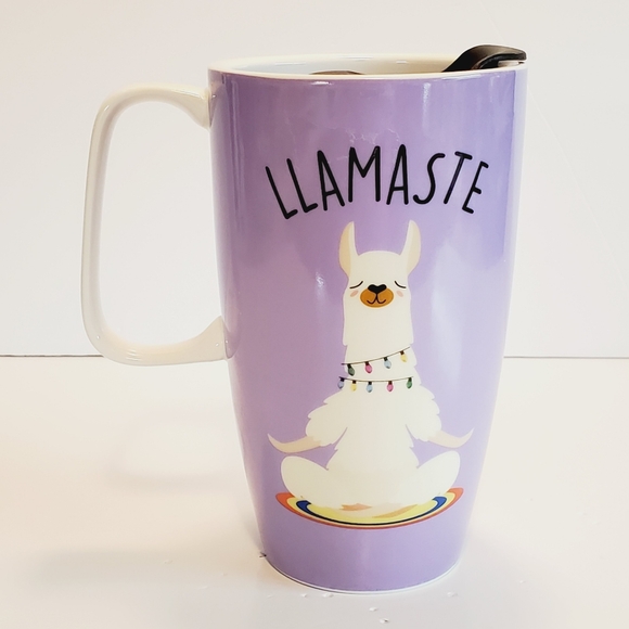 Llamaste Purple Ceramic Travel Mug - Picture 3 of 8